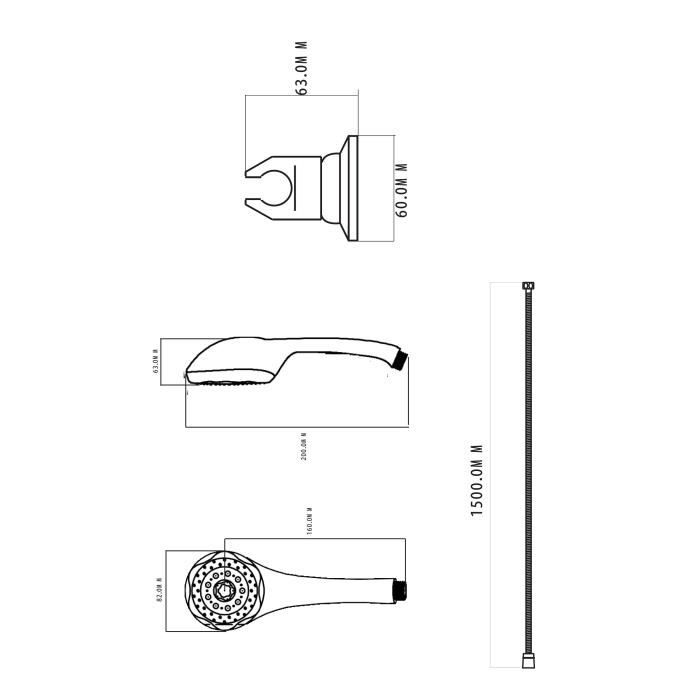 Pommeau de douche ROUSSEAU Combiné Flexible 5 JETS HEKO chromé