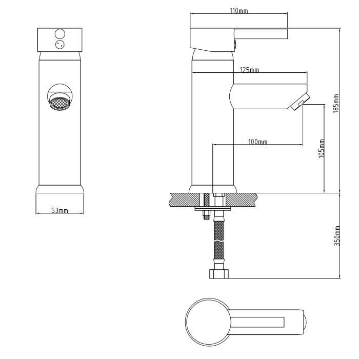 Mitigeur lavabo ROUSSEAU Dover - cartouche céramique Ø 40 mm - économie d'eau - garantie 5 ans