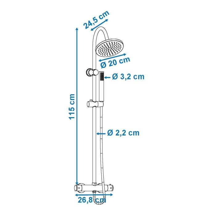 ROUSSEAU Colonne de douche avec robinet mitigeur thermostatique Loona