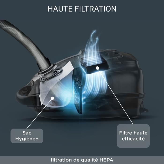 ROWENTA Silence Force Effitech Aspirateur avec sac, Bac 4,5 L, Ultra silencieux 57 dB(A), Haute filtration, Rouge YY5453FE