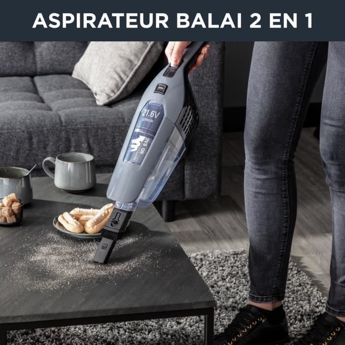 ROWENTA Aspirateur balai sans fil 2en1, Aspirateur a main intégré, Autonomie jusqu'a 75 min, Léger, Tete d'aspiration LEDs RH6756WO