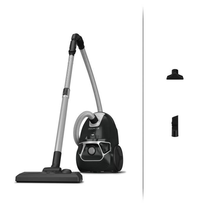 ROWENTA Compact Power Aspirateur avec sac, 3 L, 900 W max, 75 dB(A), Compact, Sac Hygiene+, Rayon d'action 8,8 m, Noir RO3945EA