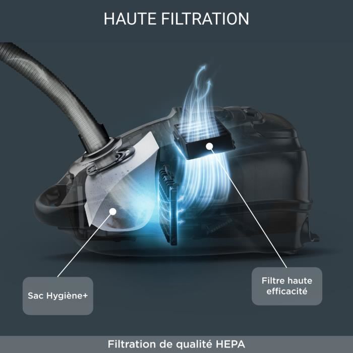 ROWENTA Silence Force Effitech Aspirateur avec sac, 4,5 L, 400 W max, 57 dB(A), Eco-responsable, Fabriqué en France, Rouge RO7473EA