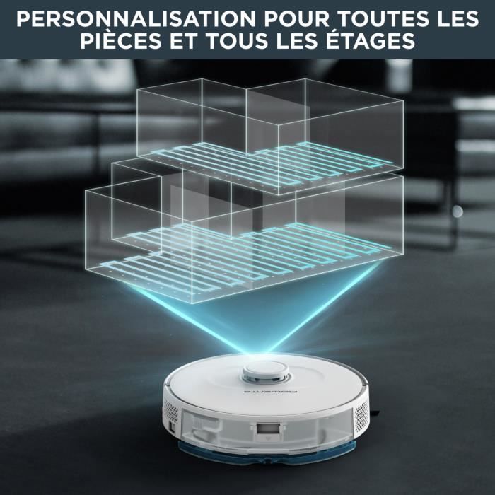 ROWENTA Aspirateur Robot Laveur, Navigation laser ultraprécise, Réglages personnalisés, X-Plorer RR8567WH