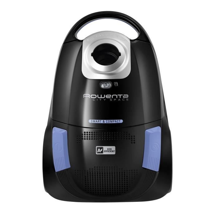 ROWENTA City Space Aspirateur avec sac, Compact, Léger, Maniable, Idéal pour les petites surfaces d'habitation, Noir/bleu YY5019FE