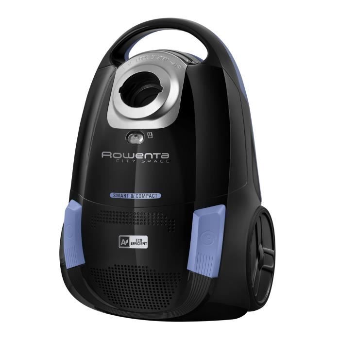 ROWENTA City Space Aspirateur avec sac, Compact, Léger, Maniable, Idéal pour les petites surfaces d'habitation, Noir/bleu YY5019FE