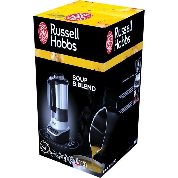 Blender chauffant - RUSSELL HOBBS Soup & Blend 2-en-1 - 800 W - Bol inox 1,75 L - 8 programmes - 21480-56