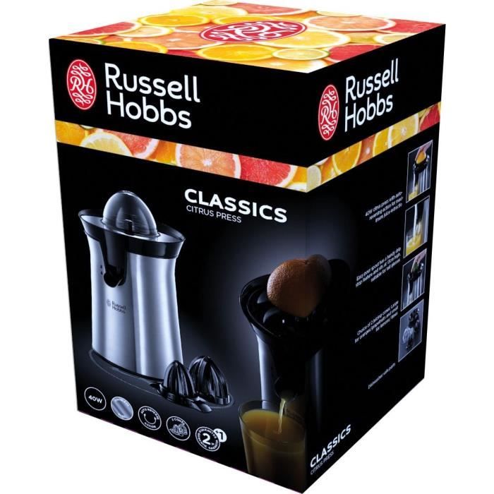 Presse-agrumes électrique RUSSELL HOBBS 22760-56 - 2 cônes interchangeables - Jus de fruit frais rapide