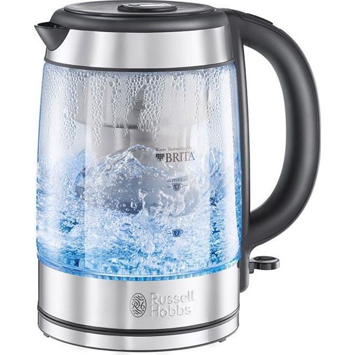 Bouilloire en Verre Filtrante 1L Clarity - RUSSELL HOBBS - 20760-57 - Cartouche Filtre a Eau Brita Inclus