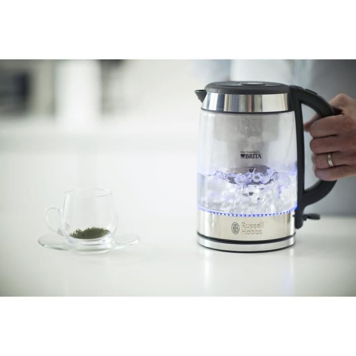 Bouilloire en Verre Filtrante 1L Clarity - RUSSELL HOBBS - 20760-57 - Cartouche Filtre a Eau Brita Inclus