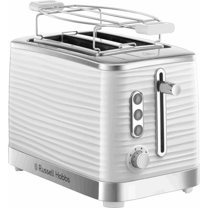 Grille-Pain - RUSSELL HOBBS - Inspire Blanc - 1050 W - Fentes extra larges - Technologie Lift'n Look, réchauffage, décongélation