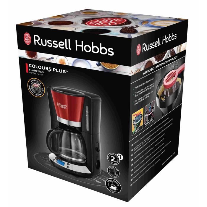 Cafetiere Filtre - RUSSELL HOBBS - Colours Plus 24033-56 - Inox - Programmable - 15 tasses - Technologie WhirlTech - 1100 W