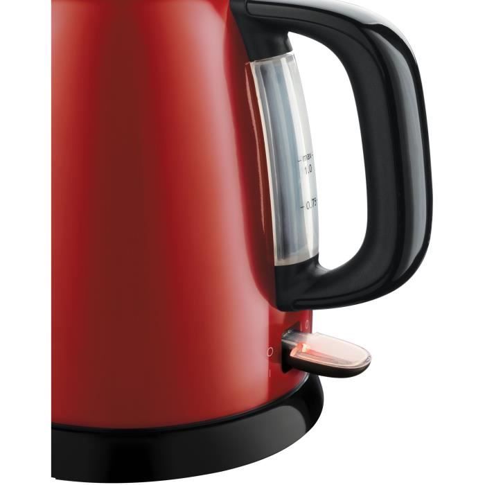 Bouilloire Compacte Rouge - RUSSELL HOBBS 24992-70 - Capacité 1L - Filtre Anti-Calcaire Amovible