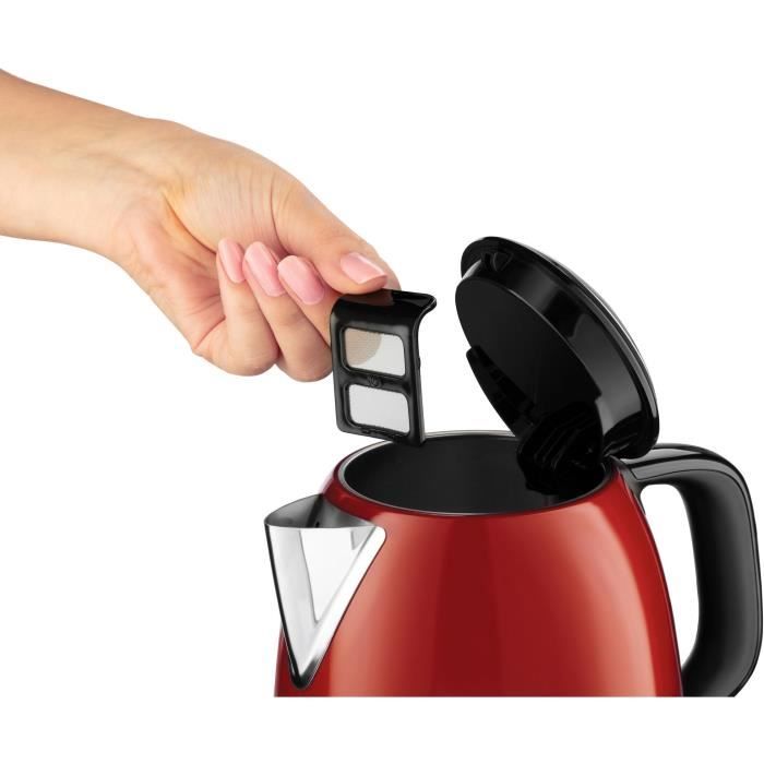 Bouilloire Compacte Rouge - RUSSELL HOBBS 24992-70 - Capacité 1L - Filtre Anti-Calcaire Amovible