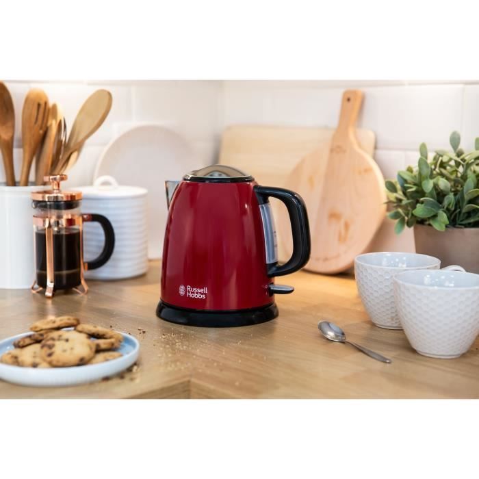 Bouilloire Compacte Rouge - RUSSELL HOBBS 24992-70 - Capacité 1L - Filtre Anti-Calcaire Amovible