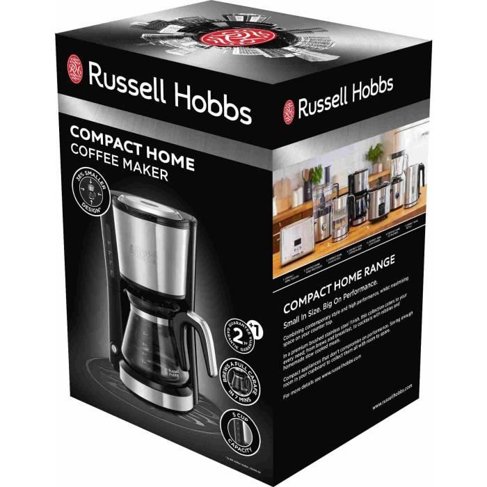 Cafetiere compacte - RUSSELL HOBBS - Compact Home 24210-56 - 1000 W - Verseuse en verre 625 mL