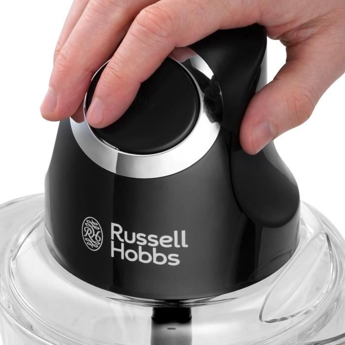 Mini Hachoir - RUSSELL HOBBS - Desire 24662-56 - 200 W - Bol en verre 1 L - Lames inox - Noir mat