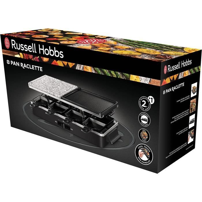 Appareil Raclette Russell Hobbs - 26280-56 - Multifonction 3 en 1 - 8 Personnes - 1400W - Pierre de Cuisson - Grill Réversible