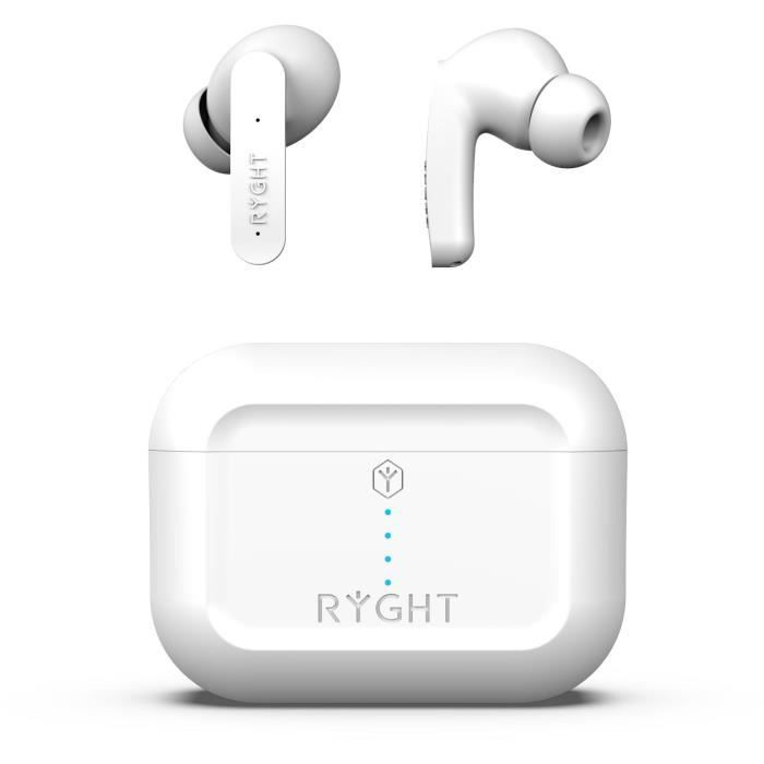 RYGHT PULSE ANC - Ecouteurs sans fil bluetooth intra auriculaire avec Boitier (BLANC)