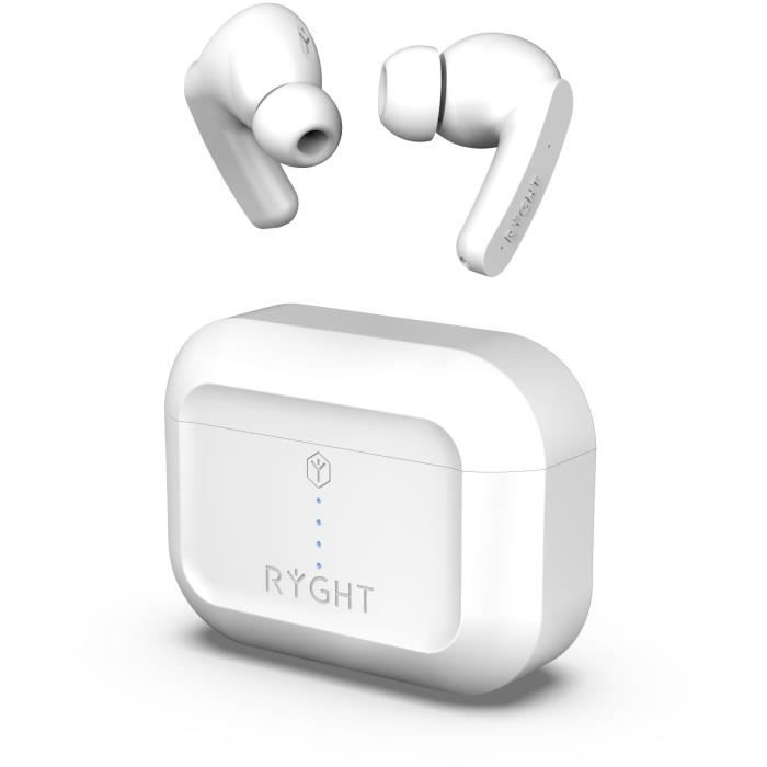 RYGHT PULSE ANC - Ecouteurs sans fil bluetooth intra auriculaire avec Boitier (BLANC)