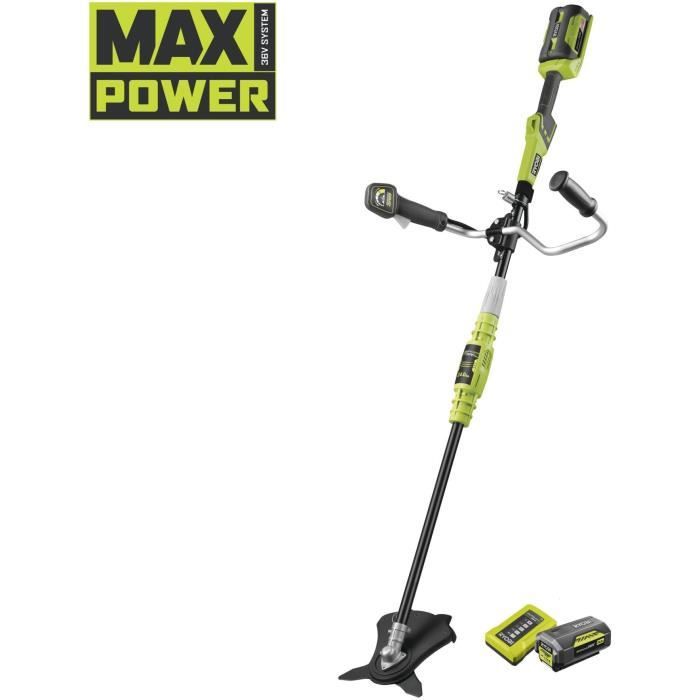 RYOBI - Débroussailleuse 36V - Ø fil 1 x 1,65 mm - lame 3 dents Tri-Arc+ 26 cm - batterie 36V 4,0 Ah & chargeur - RBC36X26BG2-140