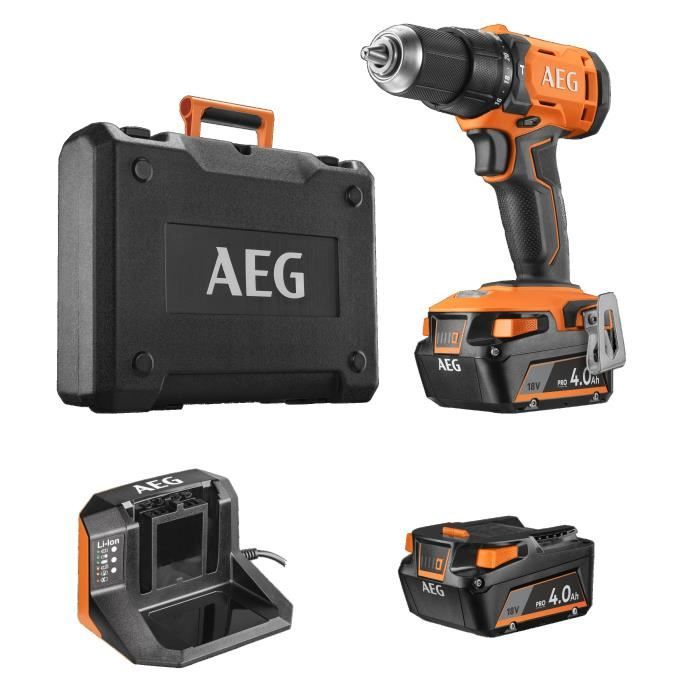 AEG - Perceuse-visseuse a percussion 18V, 2 batteries 4,0 Ah, chargeur, coffret - BSB18G4-402C