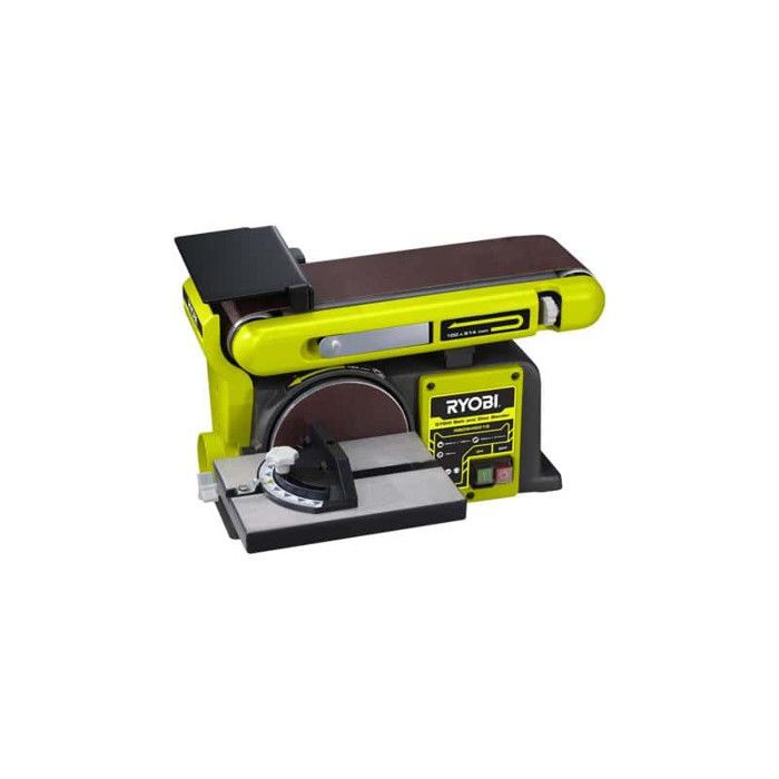 RYOBI - Ponceuse stationnaire a bande & disque 370 W - moteur induction + bande ponçage, disque ponçage, support & guide - RBDS4601G