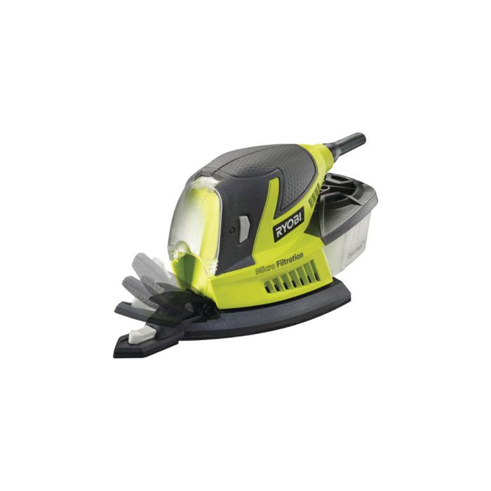 RYOBI - Ponceuse triangulaire 100 W - 12 000 osc/min - 169 x 100 mm - Livrée en sac de transport avec 20 abrasifs - RPS100-SA20