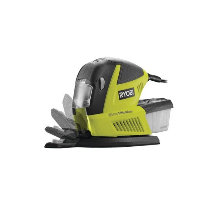 RYOBI - Ponceuse multifonction 180W - 6000-12000 osc/min + sac & 30 abrasifs (10x1/3 feuille, 10 triangles, 10 doigts) - RMS180-SA30