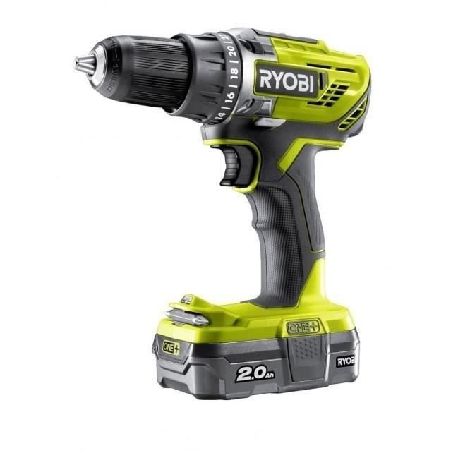 RYOBI - Perceuse-visseuse 18V ONE+ - 50 Nm - 500-1800 tr/min - mandrin 13 mm + 1 batterie 2 Ah, chargeur & sac - R18DD3-120S