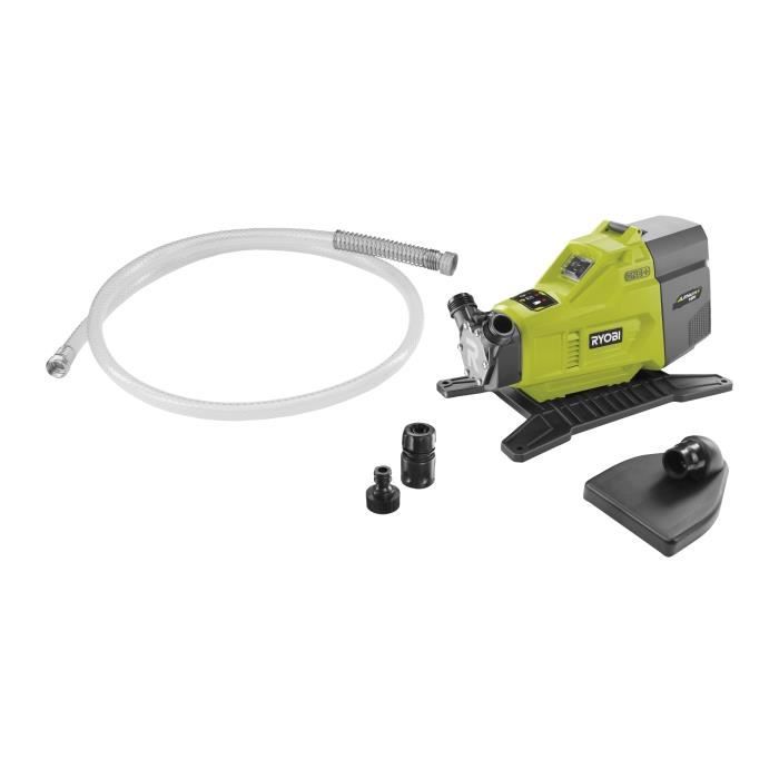 RYOBI - Pompe de transfert 18V ONE+ - 1 500 L/h - aspiration 2,5 m + tuyau 2,5 m, raccord rapide 18 mm, huile lubrifiante - R18TP-0