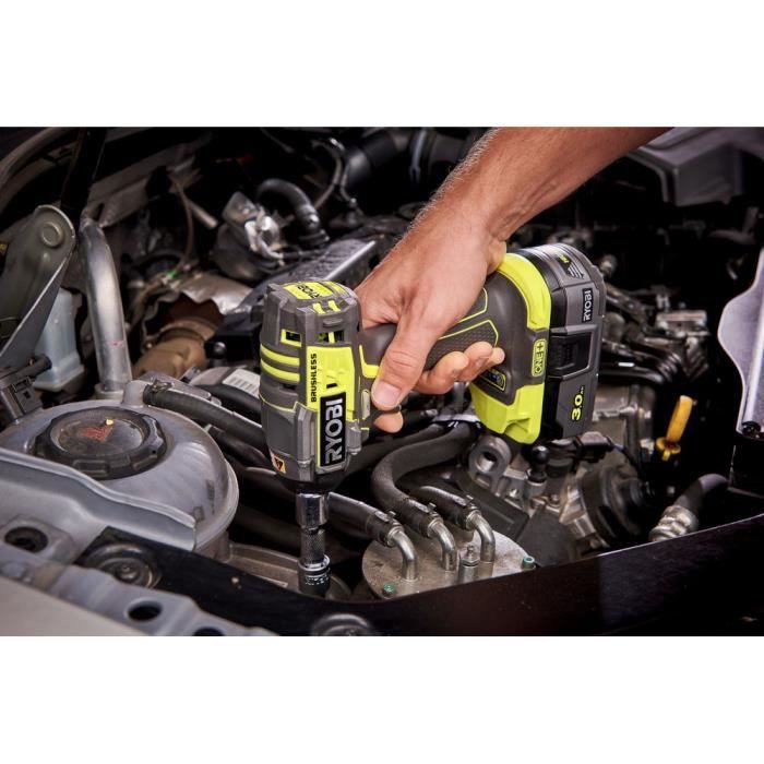 RYOBI - Boulonneuse a chocs BRUSHLESS 18V ONE+ - 4 modes - emmanchement carré 1/2 + adaptateur hexagonal 1/4'' - R18IW7-0