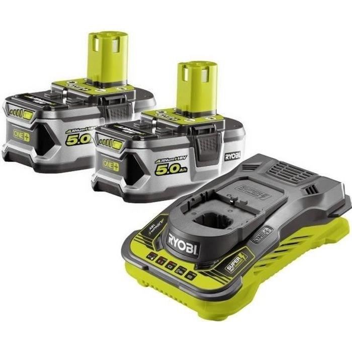 RYOBI - 2 batteries lithium+ 18V ONE+ 5,0 Ah et 1 chargeur ultra rapide 5,0 A - RC18150-250