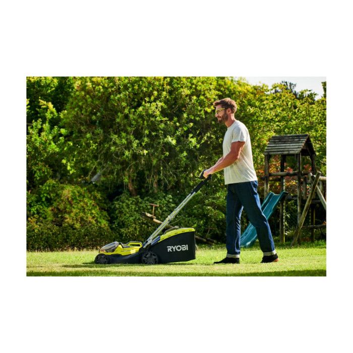 RYOBI - Tondeuse poussée HYBRIDE 36V (alimentation par 2 batteries ONE+) - coupe 37 cm + 2 batteries 5 Ah & charg. - RY18LMH37A-250