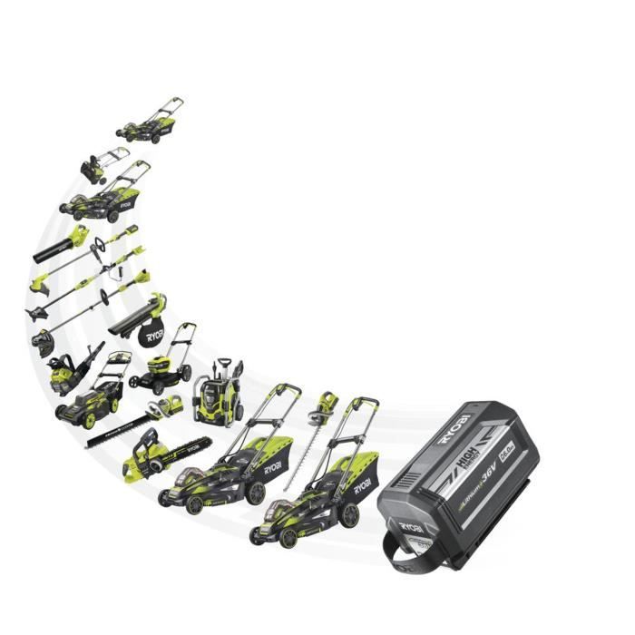 RYOBI - Tondeuse tractée 36V MAXPOWER - Brushless - Ø coupe 51 cm + batterie 36V 6,0 Ah High Energy & chargeur - RY36LMX51A-160