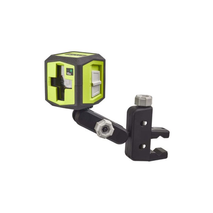 RYOBI - Laser croix vert - portée 15 m - précision +/- 0,5 mm - Livré avec une pince de fixation et 2 piles - RBCLLG1