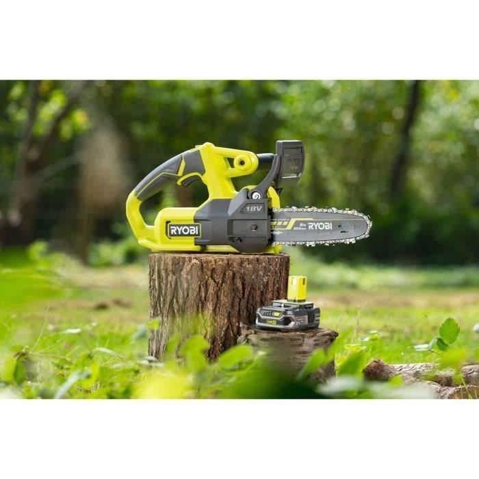 RYOBI - Tronçonneuse compacte 18V ONE+ - guide 20 cm - 4,6 m/s - tendeur latéral + batterie 2,5 Ah et chargeur 1,5 A - RY18CS20A-125