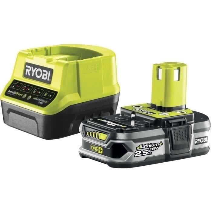 RYOBI - Tronçonneuse compacte 18V ONE+ - guide 20 cm - 4,6 m/s - tendeur latéral + batterie 2,5 Ah et chargeur 1,5 A - RY18CS20A-125