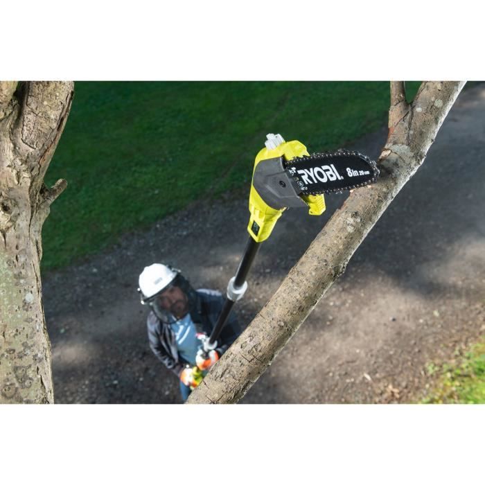 RYOBI - Élagueur sur perche 18V - guide 20 cm - 5,5 m/s - tube d'extension 95 cm fourni - batterie 2,0 Ah & chargeur - RPP182020