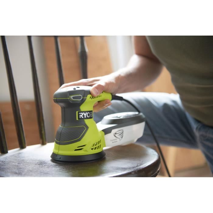 RYOBI - Ponceuse excentrique 300 W - 7 000-13 000 osc/min - diam. 125 mm - variateur de vitesse - Livrée avec 5 abrasifs - ROS300