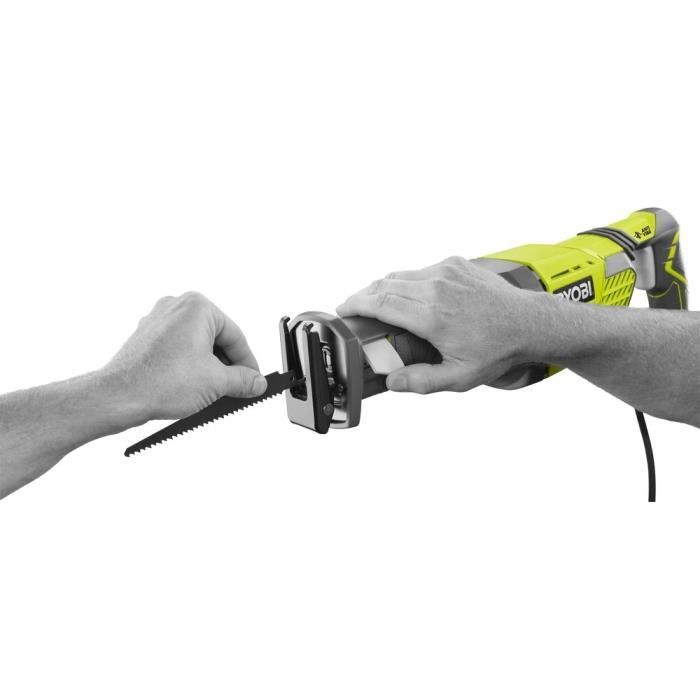 RYOBI - Scie sabre 1 200 W - 3 000 cp/min - 200 mm bois - poignée anti-vibration + coffret, 3 lames & clé hexagonale - RRS1200-K