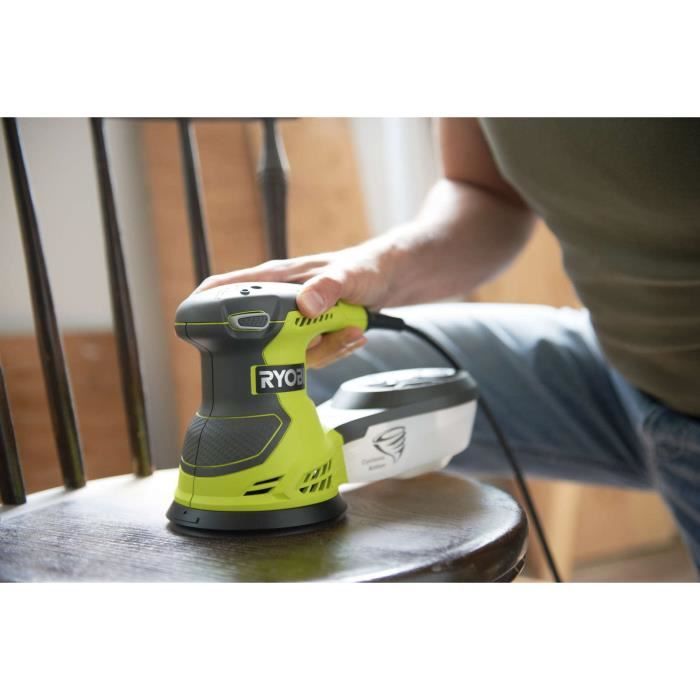 RYOBI - Ponceuse excentrique 300 W - 7 000-13 000 osc/min - diam. 125 mm - Livrée en sac de transport avec 20 abrasifs - ROS300A