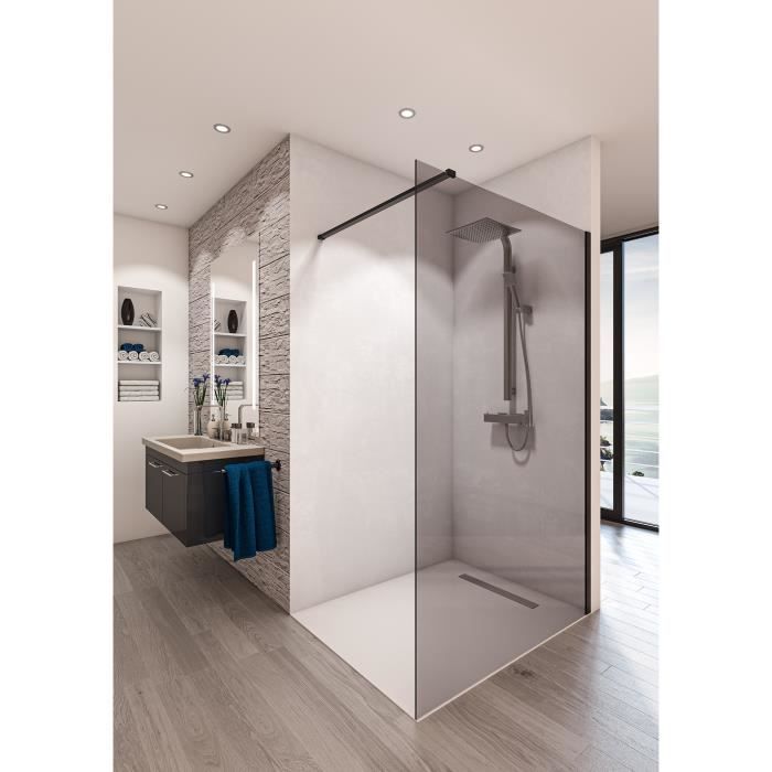 AURYS Paroi de douche en kit BALEARES  GREY - Verre Timeless 8 mm trempé by Saint-Gobain - L.100 cm x  H.198 cm