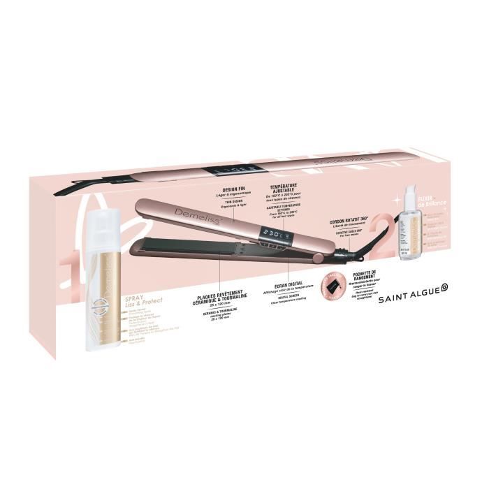 Coffret Premium - SAINT ALGUE Demeliss Gold Love - Lisseur 2 en 1 Lisse & Boucle - 2 Soins Protecteur & Sublimateur Inclus