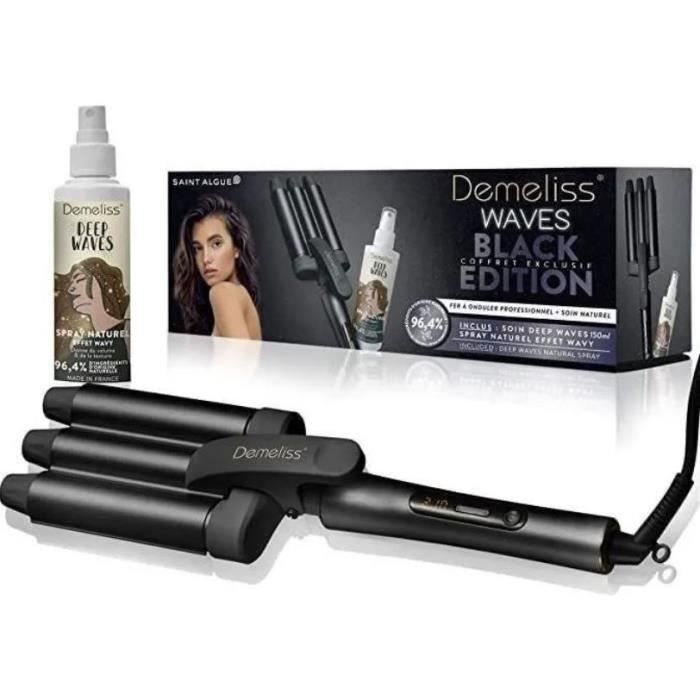 Fer a boucler Saint Algue Coffret DEMELISS WAVEs BLACK + soin spray wavy 150ml