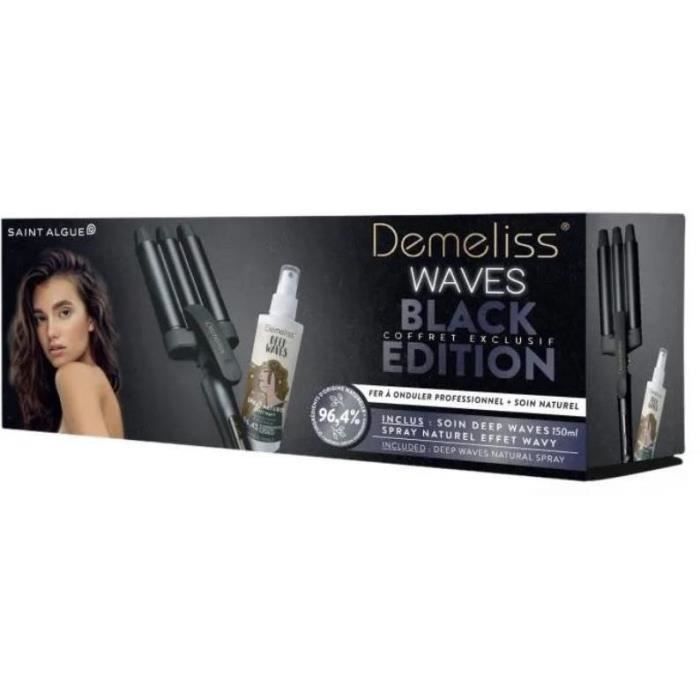 Fer a boucler Saint Algue Coffret DEMELISS WAVEs BLACK + soin spray wavy 150ml