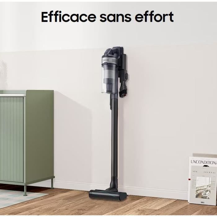 SAMSUNG Jet 75E Complete VS20B75CR5 - Aspirateur Balai sans Fil - Puissance 200 AW - Autonomie 60 min - Station murale - 3 brosses