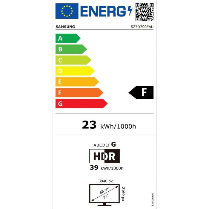 Écran PC - SAMSUNG - ViewFinity S70D - 27 4K 3840x2160 - Dalle IPS - 300cd/m2 - 5 ms - 60Hz - HDMI - Pivot / Orientable