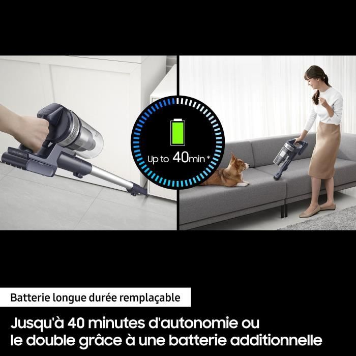 SAMSUNG VS15A6031R4 Jet 60 Turbo - Aspirateur Balai - 150 AW - Aspiration multicyclonique - Filtration HEPA - 40min d'autonomie