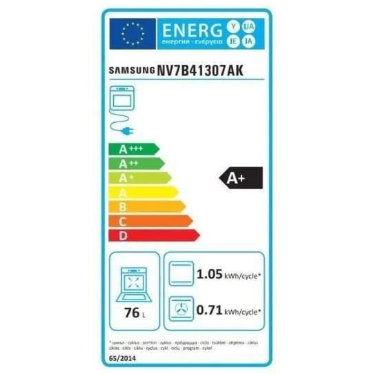 Four encastrable single fan multifonctions pyrolyse SAMSUNG - NV7B41307AK  Noir  59,5x59,6x57,0cm